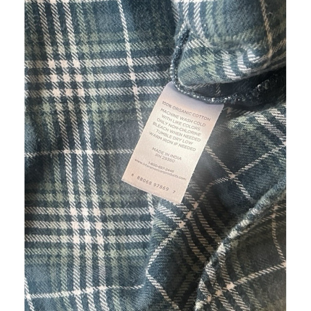 dip Women's‎ Size L Blue White Plaid Button Up 100% Organic Cotton Long Sleeve - Picture 4 of 7